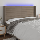 sengegavl med LED-lys 203x16x118/128 cm stof gråbrun