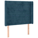 sengegavl med LED-lys 83x16x118/128 cm fløjl mørkeblå