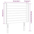 sengegavl med LED-lys 93x16x118/128 cm fløjl mørkegrå