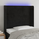 sengegavl med LED-lys 93x16x118/128 cm fløjl sort