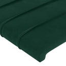 sengegavl med LED-lys 93x16x118/128 cm fløjl mørkegrøn