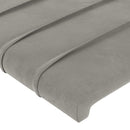 sengegavl med LED-lys 103x16x118/128 cm fløjl lysegrå