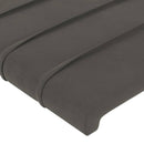 sengegavl med LED-lys 103x16x118/128 cm fløjl mørkegrå