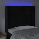 sengegavl med LED-lys 103x16x118/128 cm fløjl sort