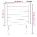 sengegavl med LED-lys 103x16x118/128 cm fløjl mørkeblå