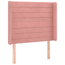 sengegavl med LED-lys 103x16x118/128 cm fløjl lyserød
