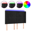 sengegavl med LED-lys 147x16x118/128 cm fløjl sort