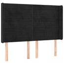 sengegavl med LED-lys 147x16x118/128 cm fløjl sort