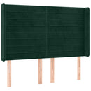 sengegavl med LED-lys 147x16x118/128 cm fløjl mørkegrøn