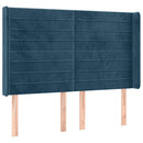 sengegavl med LED-lys 147x16x118/128 cm fløjl mørkeblå