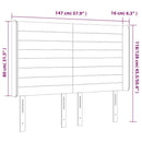 sengegavl med LED-lys 147x16x118/128 cm fløjl mørkeblå