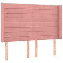 sengegavl med LED-lys 147x16x118/128 cm fløjl lyserød