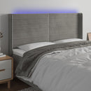 sengegavl med LED-lys 163x16x118/128 cm fløjl lysegrå