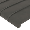 sengegavl med LED-lys 163x16x118/128 cm fløjl mørkegrå