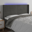 sengegavl med LED-lys 163x16x118/128 cm fløjl mørkegrå