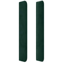 sengegavl med LED-lys 163x16x118/128 cm fløjl mørkegrøn