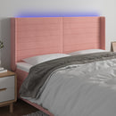 sengegavl med LED-lys 163x16x118/128 cm fløjl lyserød