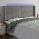 sengegavl med LED-lys 183x16x118/128 cm fløjl lysegrå