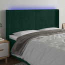 sengegavl med LED-lys 183x16x118/128 cm fløjl mørkegrøn
