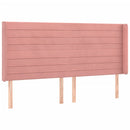 sengegavl med LED-lys 183x16x118/128 cm fløjl lyserød