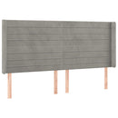 sengegavl med LED-lys 203x16x118/128 cm fløjl lysegrå