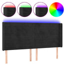 sengegavl med LED-lys 203x16x118/128 cm fløjl sort