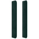sengegavl med LED-lys 203x16x118/128 cm fløjl mørkegrøn