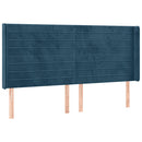 sengegavl med LED-lys 203x16x118/128 cm fløjl mørkeblå