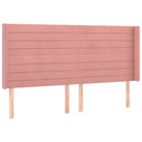 sengegavl med LED-lys 203x16x118/128 cm fløjl lyserød