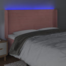 sengegavl med LED-lys 203x16x118/128 cm fløjl lyserød