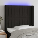 sengegavl med LED-lys 83x16x118/128 cm stof sort