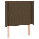 sengegavl med LED-lys 83x16x118/128 cm stof mørkebrun