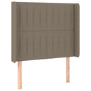 sengegavl med LED-lys 83x16x118/128 cm stof gråbrun