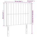 sengegavl med LED-lys 93x16x118/128 cm stof mørkebrun