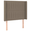 sengegavl med LED-lys 93x16x118/128 cm stof gråbrun