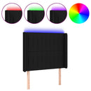 sengegavl med LED-lys 103x16x118/128 cm stof sort