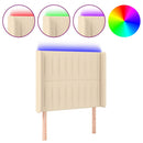 sengegavl med LED-lys 103x16x118/128 cm stof cremefarvet