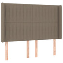 sengegavl med LED-lys 147x16x118/128 cm stof gråbrun