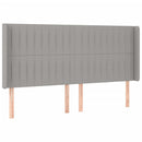 sengegavl med LED-lys 163x16x118/128 cm stof lysegrå