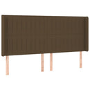 sengegavl med LED-lys 183x16x118/128 cm stof mørkebrun