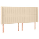 sengegavl med LED-lys 183x16x118/128 cm stof cremefarvet