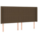 sengegavl med LED-lys 203x16x118/128 cm stof mørkebrun