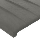 sengegavl med LED-lys 83x16x118/128 cm fløjl lysegrå