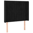 sengegavl med LED-lys 83x16x118/128 cm fløjl sort