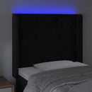 sengegavl med LED-lys 83x16x118/128 cm fløjl sort