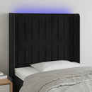 sengegavl med LED-lys 83x16x118/128 cm fløjl sort