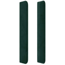 sengegavl med LED-lys 83x16x118/128 cm fløjl mørkegrøn