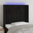 sengegavl med LED-lys 93x16x118/128 cm fløjl sort