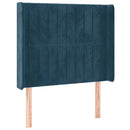 sengegavl med LED-lys 93x16x118/128 cm fløjl mørkeblå