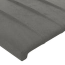sengegavl med LED-lys 147x16x118/128 cm fløjl lysegrå